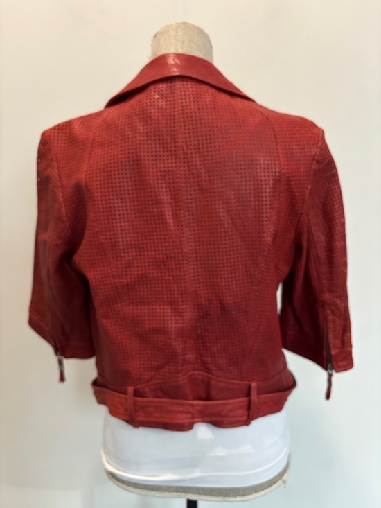 Women's Red Leather Jacket size medium - Picture 6 of 15